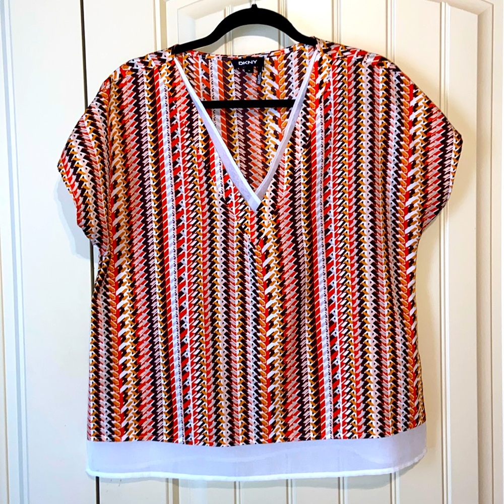 DKNY Multicolor V-Neck Blouse